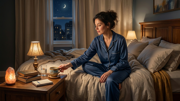 Healthy bedtime routine with reduced caffeine intake for better sleep.