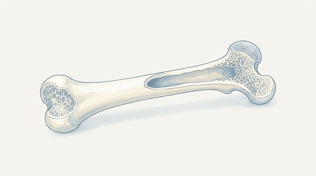 Simple illustration of living bone structure explaining how to improve bone health naturally